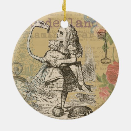 Alice in Wonderland Flamingo Classic Keramisch Ornament (Achterkant)