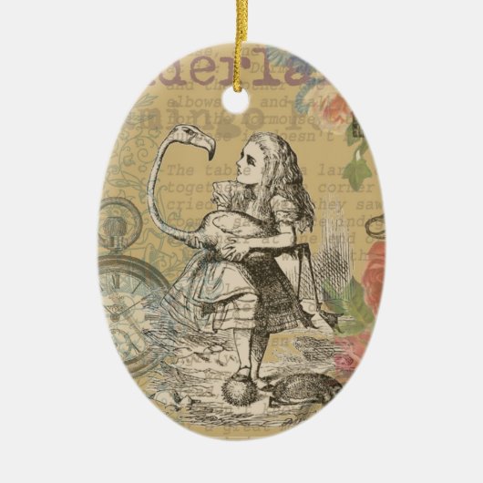 Alice in Wonderland Flamingo Classic Keramisch Ornament (Voorkant)
