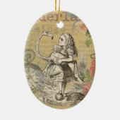 Alice in Wonderland Flamingo Classic Keramisch Ornament (Achterkant)
