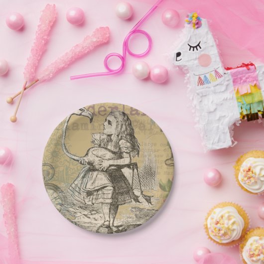 Alice in Wonderland Flamingo Classic Papieren Bordje (Feest)