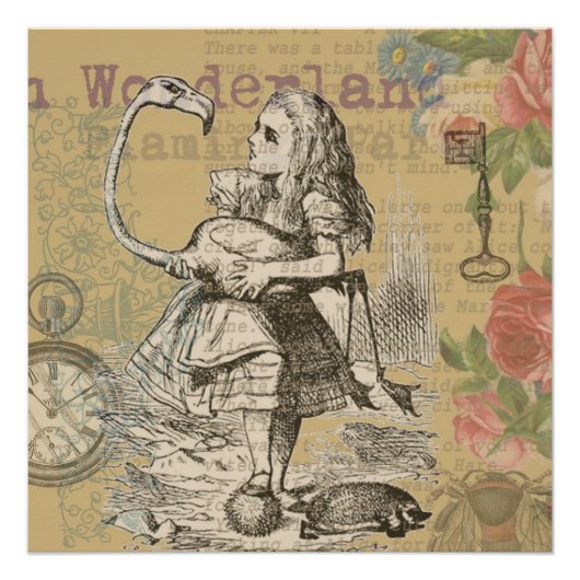 Alice in Wonderland Flamingo Classic Poster (Voorkant)