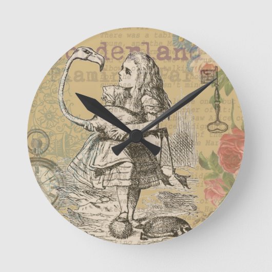 Alice in Wonderland Flamingo Classic Ronde Klok (Voorkant)