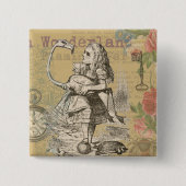 Alice in Wonderland Flamingo Classic Vierkante Button 5,1 Cm (Voorkant)