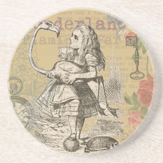 Alice in Wonderland Flamingo Classic Zandsteen Onderzetter (Voorkant)