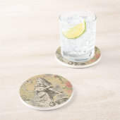 Alice in Wonderland Flamingo Classic Zandsteen Onderzetter (Zijkant)