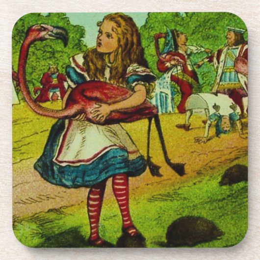 Alice in Wonderland Flamingo Croquet Bier Onderzetter (Voorkant)