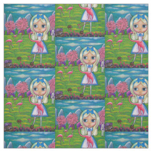 Alice in Wonderland Flamingo Croquet Big Eye Girl Stof