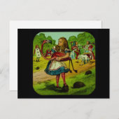 Alice in Wonderland Flamingo Croquet Briefkaart (Voorkant / Achterkant)
