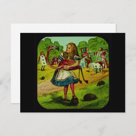 Alice in Wonderland Flamingo Croquet Briefkaart (Voorkant / Achterkant)