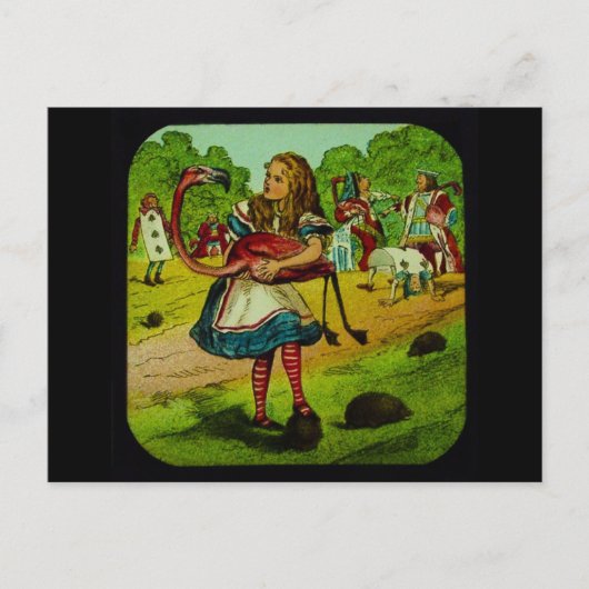 Alice in Wonderland Flamingo Croquet Briefkaart (Voorkant)