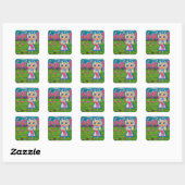 Alice in Wonderland Flamingo Croquet Hedgehog Vierkante Sticker (Vel)