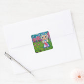 Alice in Wonderland Flamingo Croquet Hedgehog Vierkante Sticker (Envelop)