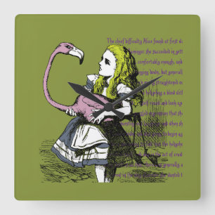 Alice in Wonderland  Flamingo Croquet Vierkante Klok