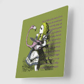Alice in Wonderland| Flamingo Croquet Vierkante Klok (Hoek)