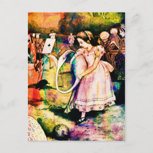 Alice in Wonderland Flamingo Croquet Waterverf Briefkaart