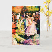 Alice in Wonderland Flamingo Croquet Waterverf Kaart (Gele Bloem)