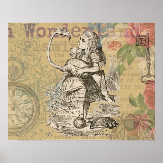 Alice in Wonderland Flamingo Klassiek Poster (Voorkant)