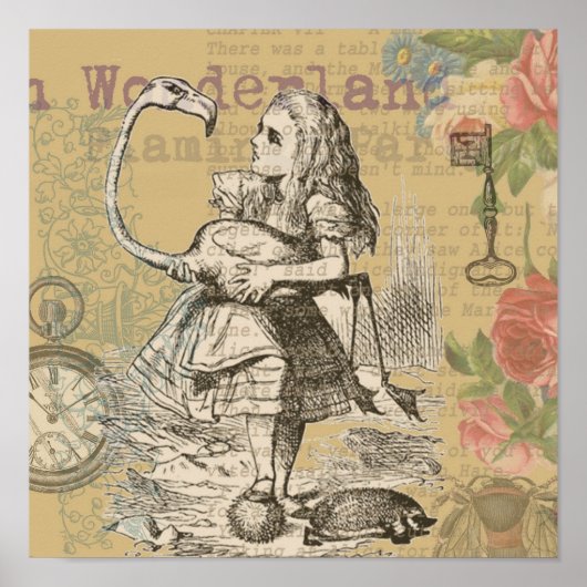 Alice in Wonderland Flamingo Klassiek Poster (Voorkant)