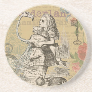 Alice in Wonderland Flamingo Klassiek Zandsteen Onderzetter