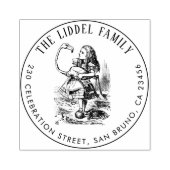 Alice in Wonderland Flamingo Rond retouradres Rubberstempel (Afrduk)