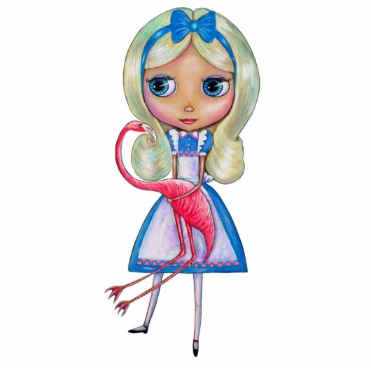 Alice in Wonderland Flamingo Sculpture Staand Fotobeeldje (Voorkant)