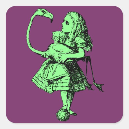 Alice in Wonderland Flamingo Vierkante Sticker (Voorkant)