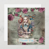 Alice in Wonderland Flat Dank u kaart (Voorkant / Achterkant)