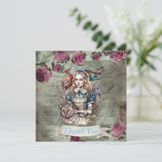Alice in Wonderland Flat Dank u kaart (Staand voorkant)