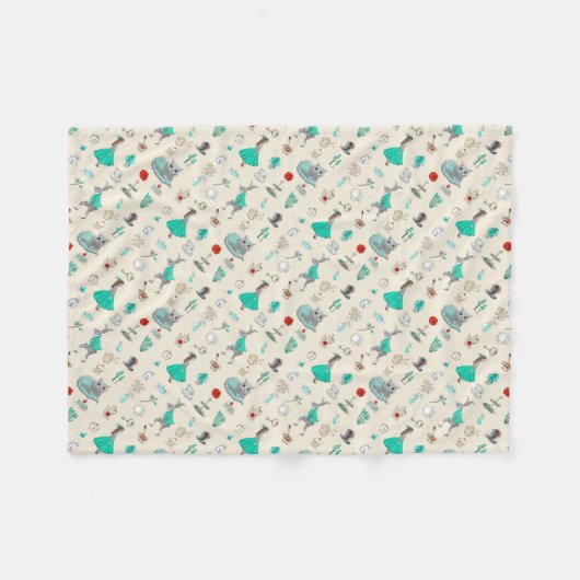 Alice in wonderland fleece deken (Voorkant (Horizontaal))