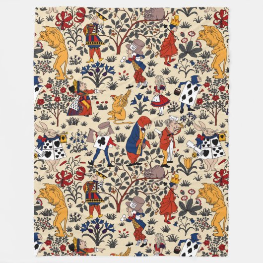 Alice in Wonderland Fleece Deken (Voorkant)
