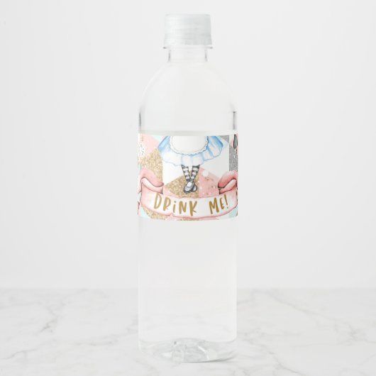 Alice in Wonderland Flessenlabel Waterfles Etiket (Voorkant)