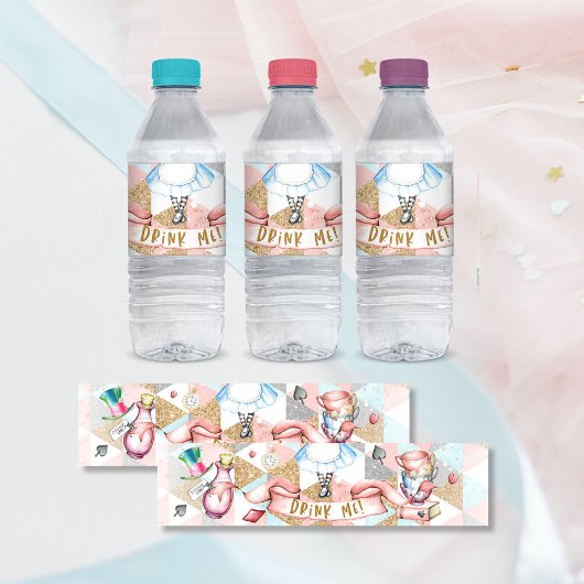 Alice in Wonderland Flessenlabel Waterfles Etiket
