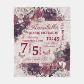 Alice in Wonderland Floral Baby Birth Stats Fleece Deken (Voorkant)