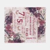 Alice in Wonderland Floral Baby Birth Stats Fleece Deken (Voorkant (Horizontaal))