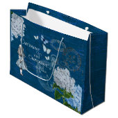 Alice in Wonderland Floral Blue Gift Bag Groot Cadeauzakje (Voorkant Gekanteld)