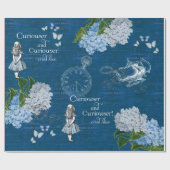 Alice in Wonderland Floral Blue Wrapping Paper Cadeaupapier (Vlak)