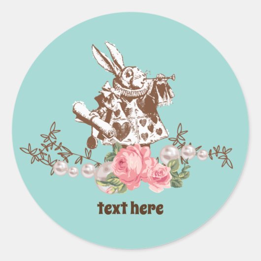 alice in wonderland floral Classic Round Sticker (Voorkant)