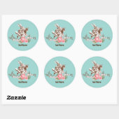 alice in wonderland floral Classic Round Sticker (Vel)
