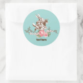 alice in wonderland floral Classic Round Sticker (Tas)