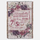 Alice in Wonderland Floral Custom Baby Birth Stats Deken (Voorkant Verticaal)