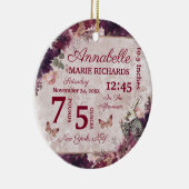 Alice in Wonderland Floral Custom Baby Birth Stats Keramisch Ornament (Rechts)