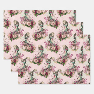 Alice in Wonderland  Floral Pink Inpakpapier Vel