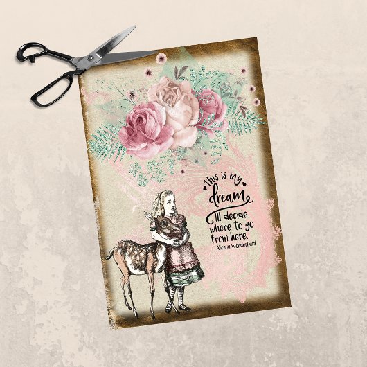 Alice in Wonderland Floral Rozen Deer Hug Tissuepapier