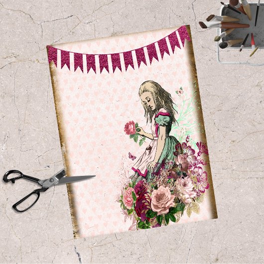  Alice in Wonderland Floral Rozen Tissuepapier