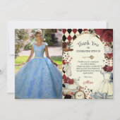 Alice in Wonderland Floral Sweet 16 Bridal Photo Bedankkaart (Voorkant)