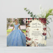 Alice in Wonderland Floral Sweet 16 Bridal Photo Bedankkaart (Staand voorkant)