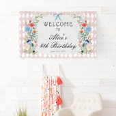 Alice in Wonderland Floral Verjaardagsfeest Spandoek (Insitu)
