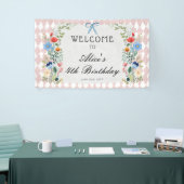 Alice in Wonderland Floral Verjaardagsfeest Spandoek (Beurs)