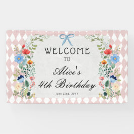 Alice in Wonderland Floral Verjaardagsfeest Spandoek