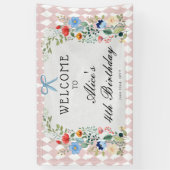 Alice in Wonderland Floral Verjaardagsfeest Spandoek (Verticaal)